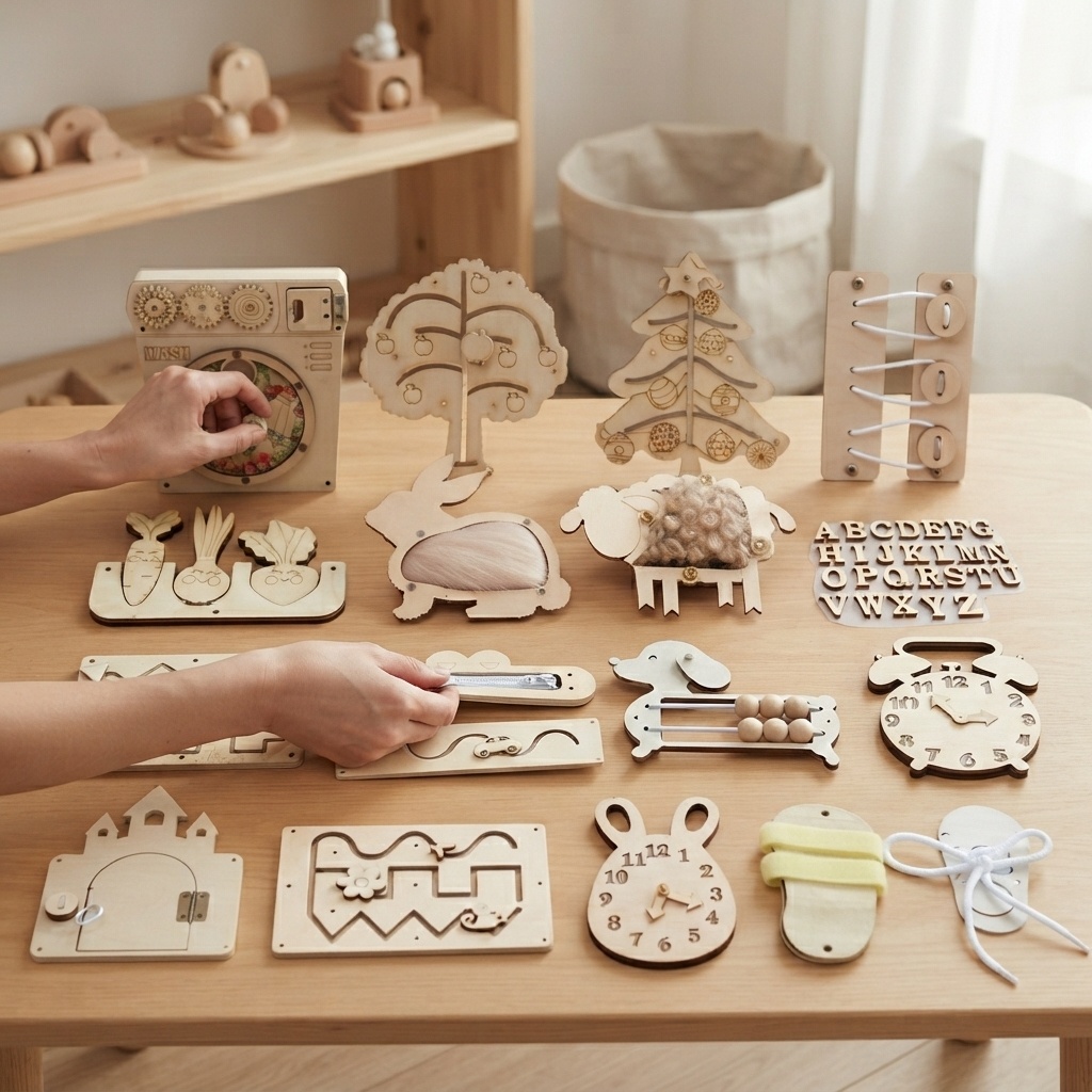 Hot Busy Board Montessori Wood - Montessori Wooden Busy Board Toddler 评论和价格