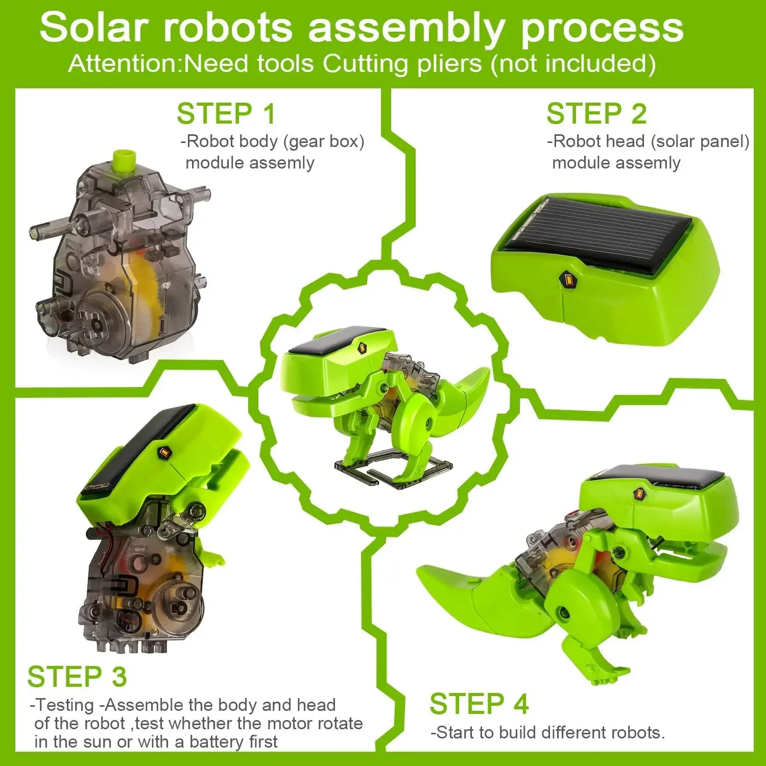 Assemble Solar Robot Kit 3 in  - Stem Solar Robot Kit For Kids 评论和价格