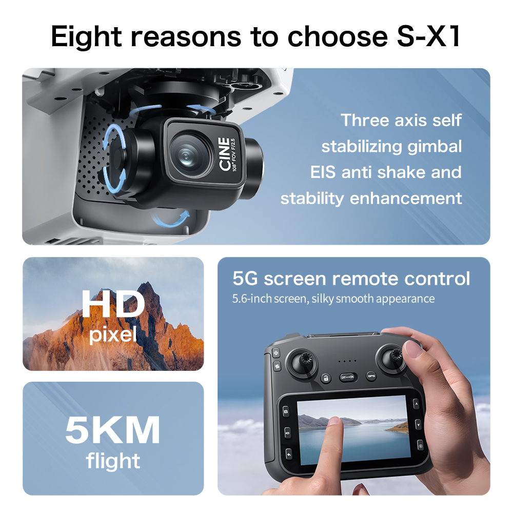 Original S-X1 GPS Drone 8K HD  - Fpv Brushless Rc Drone 4K 评论和价格