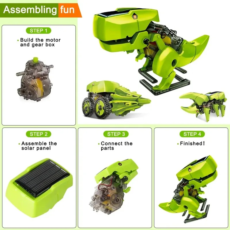 3-in-1 Solar Robot Kit, Dinosa - Stem Solar Robot Kit For Kids 评论和价格