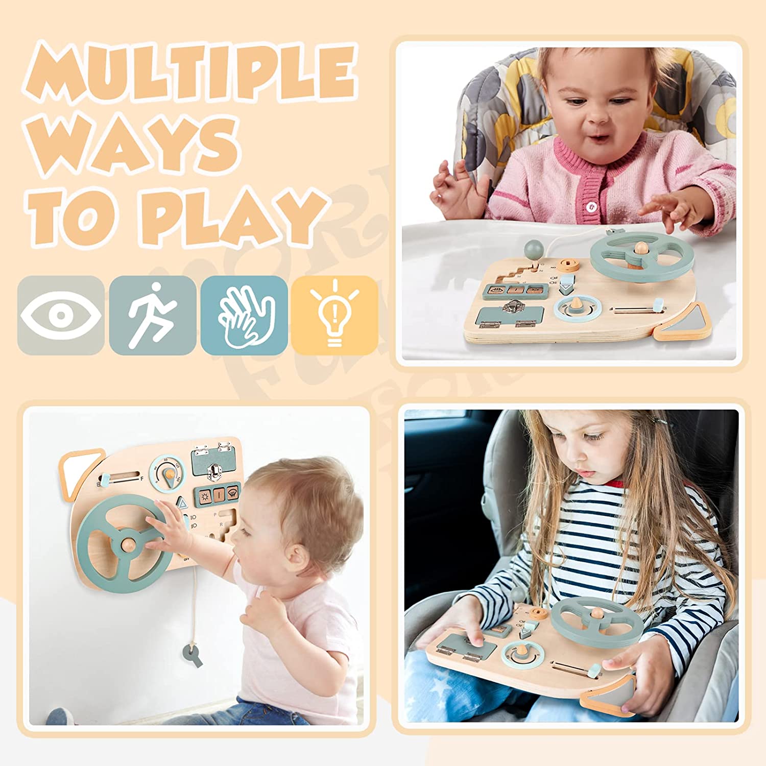 Montessori Toy Steering Wheel  - Montessori Wooden Busy Board Toddler 评论和价格