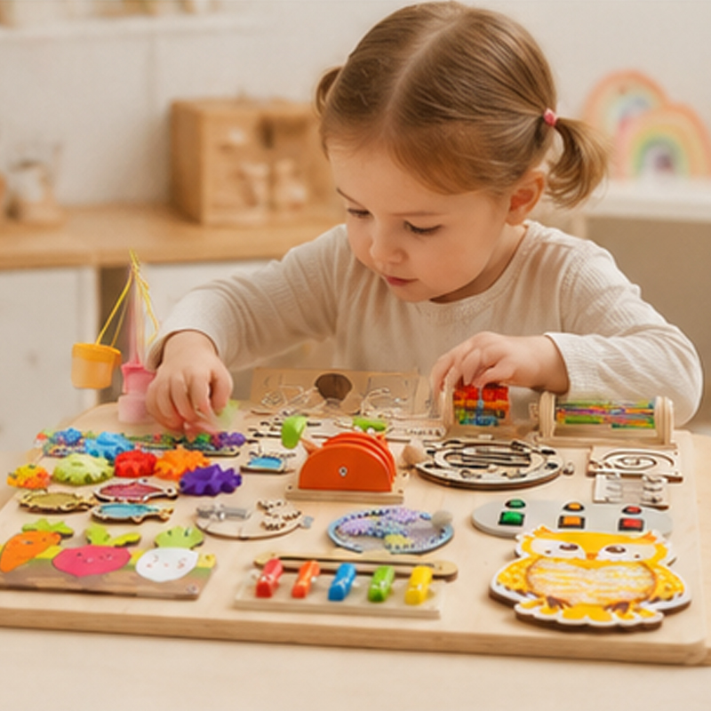 Premium Montessori Busy Board  - Montessori Wooden Busy Board Toddler 评论和价格